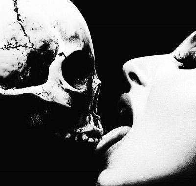 High-contrast skull artwork